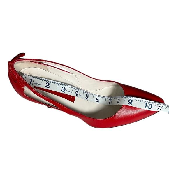 Marc Jacobs Red Leather Heels Women’s Size 8 Made in Italy NWOT Red Bow Back - Picture 11 of 12